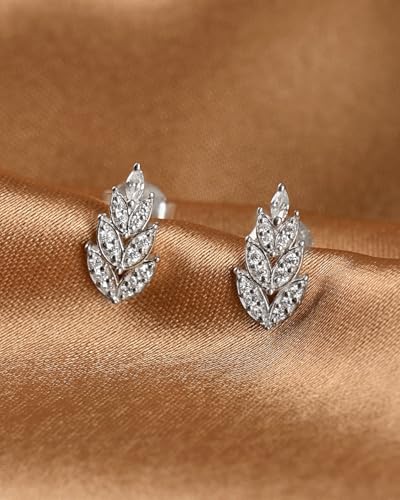 Image of CLARA 925 Sterling Silver Stud Earrings | Platinum Plated | Daily Wear |Gift for Women and Girls
