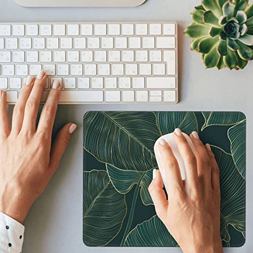 Bzu Mouse Pad With Stitched Edge, Computer Mouse Pads With Tropical Leaves Design, Mouse Mat Square Waterproof Mouse Pad Non-Slip Rubber Base Mousepads For Office Laptop #TOP1