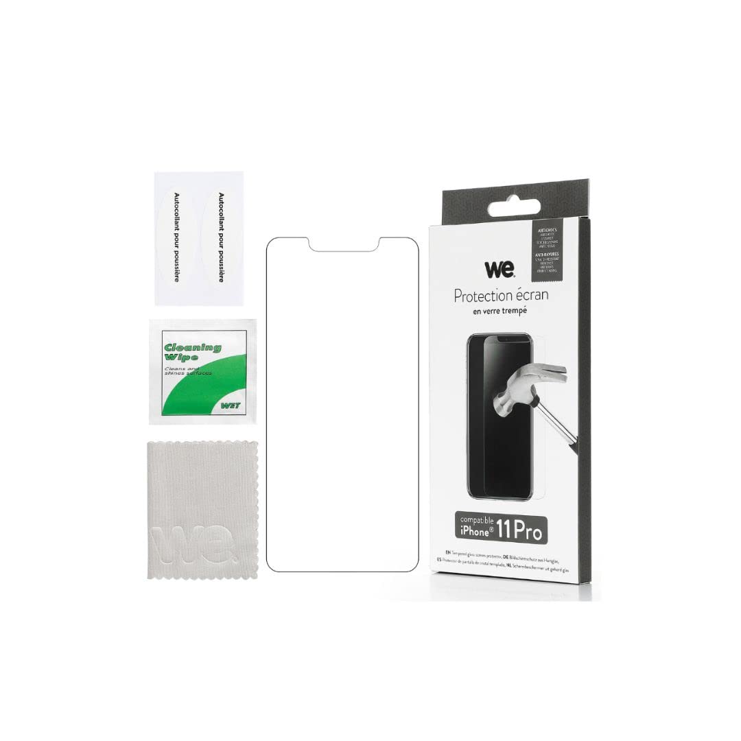 WE - Pellicola di protezione schermo in vetro temperato per iPhone 11, antigraffio, antibolle d'aria, ultra resistente, durezza 9H