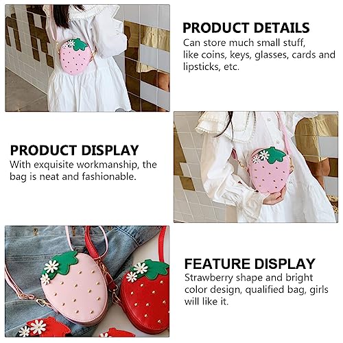 Ciieeo Strawberry Shape Purse with Rivets, Crossbody Purse Bag Cellphone Shoulder Bags Clutch Fruit Shaped Wallet Pu Phone Shoulder Wallet for Women Girl Pink4