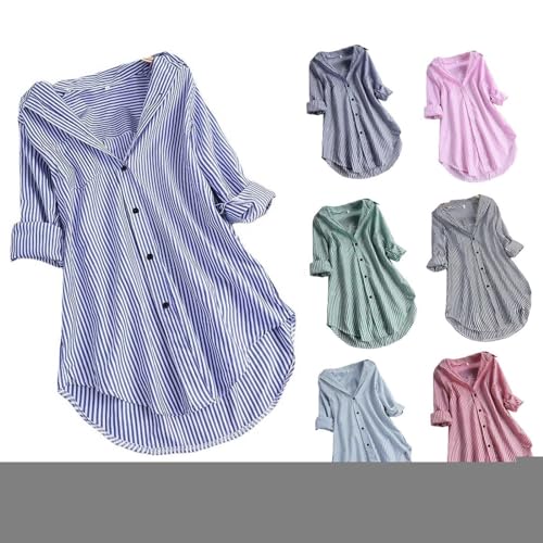 Chemise rayée surdimensionnée à ourlet irrégulier et boutons - 5
