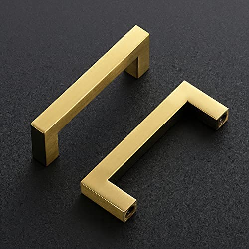 Image of Ravinte Gold Cabinet Handles Square Cabinet Pulls, 3 Inch CC, 5 Pack | Stainless Steel Hardware Pulls, Smooth Bar Grip, Kitchen Cabinet Update, For Cabinets, Cupboards, Drawers, Furniture Projects