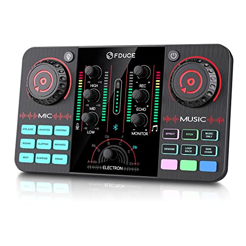 FDUCE SC11 Audio Interface, Podcast Equipment Bundle, Podcast Production Console for Youtube, Tiktok, Live Streaming, Podcast Recording, DJ&Gaming