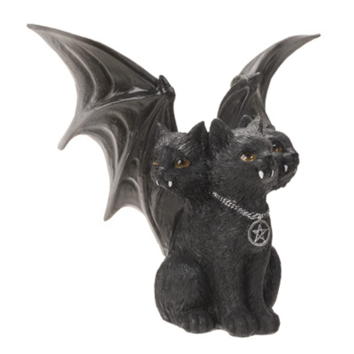 Pacific Giftware Figura de gato negro de resina de tres cabezas con alas, decoraci n interior/exterior para nuevos propietarios, reci n casados y vecinos