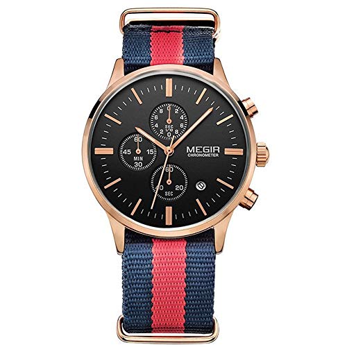 Montre quartz homme LULI sport étanche en cuir noir et cadran multifonction chic