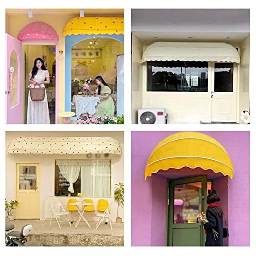 Einziehbare, Faltbare Markise, Französische Kurvenmarkise Faltbares Gartenvordach wasserdichte Polyester-Gewebeabdeckung für Villa Balkon Tür Fenster – Bild 3