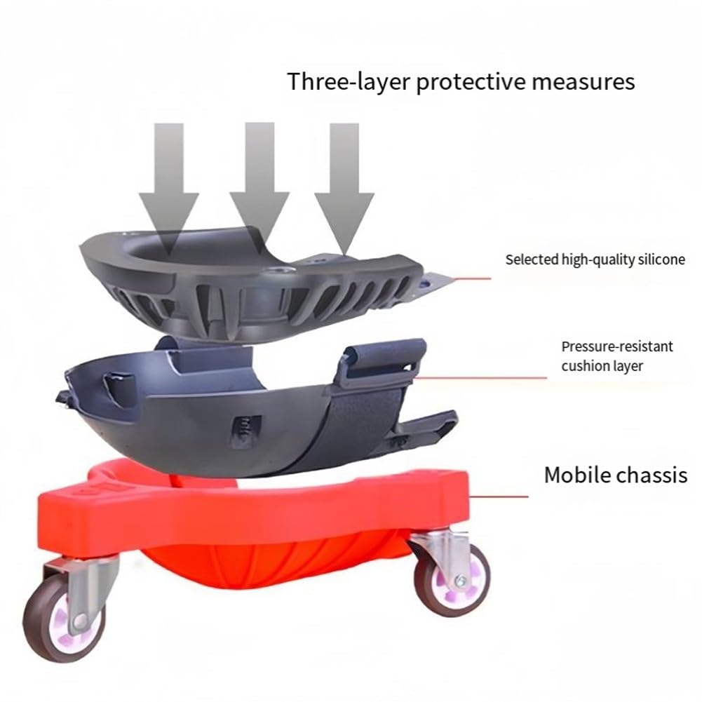 Ginocchiere rotanti a 360° con ruote, in ABS antiscivolo, per installazione di piastrelle, muratura, riparazione auto, set di strumenti di protezione rossi
