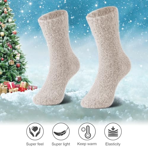 Image of SISOSOCK 5 Pairs Fuzzy Soft Cozy Comfortable Socks for Women, Casual Sleep Comfy Socks, Perfect Warm Winter Gifts for Women