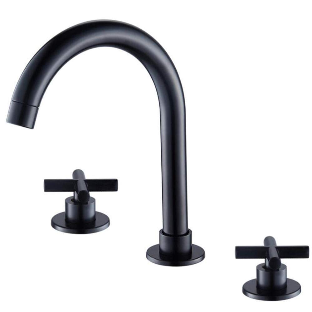 Grifo Lavabo 3 Orificios Latón Frío Doble Partido Grifos Lavabos Negro