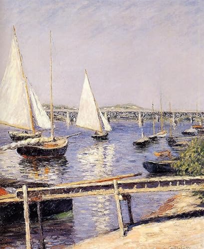 Cuadros Abstractos Veleros en Argenteuil Impresión Texturizada sobre Lienzo de Caillebotte
