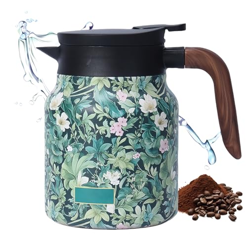 Théière isotherme vintage à motif floral - 1000 ml - Avec infuseur à thé - Avec motif floral...