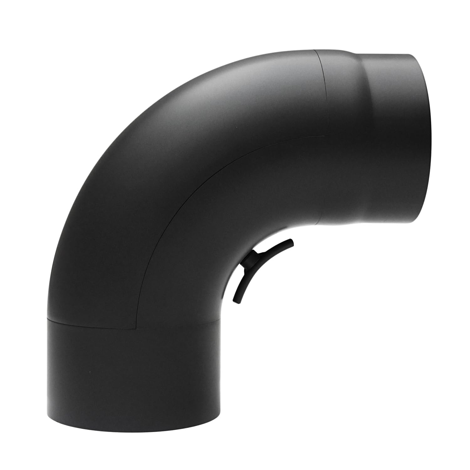Raik Rauchrohrbogen Ofenrohr 150 mm 90° einseitig gezogen mit integrierter Reinigungsöffnung Schwarz Stahl 2 mm Wandstärke temperaturbeständig bis 600 °C für Kamin und Ofenanschluss Made in EU