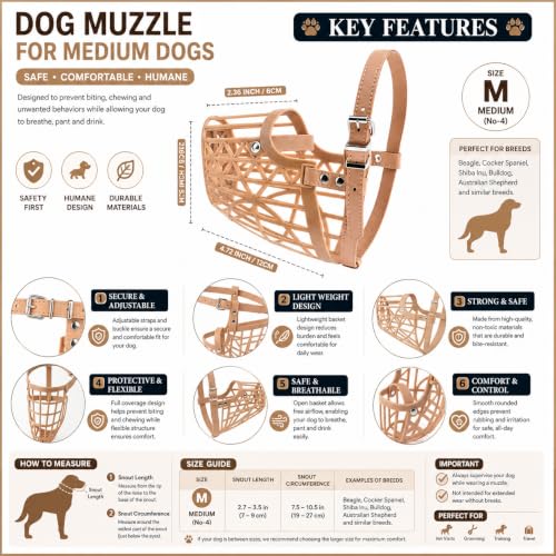 Image of RvPaws Dog Mouth Cover Muzzle /Bite Guard with Adjustable Strap Size (Medium No.- 4)