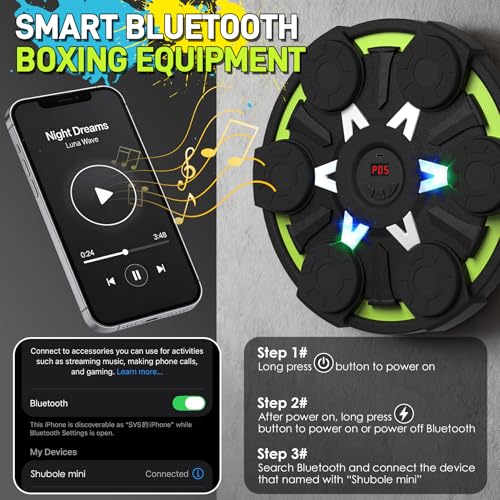 Image of Music Boxing Machine for Kids & Adults - Wall Punching Pad with Lighting, 9-Speed Bluetooth Boxing Game with Gloves, Wall Mounted Exercise Equipment, 2026 Upgrade Boxing Equipment for Kids Age 6+