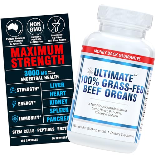 11% off - Ultimate 100% Grass Fed Beef Organs Supplement Supports Energy & Whole Body Wellness* with a Complex...