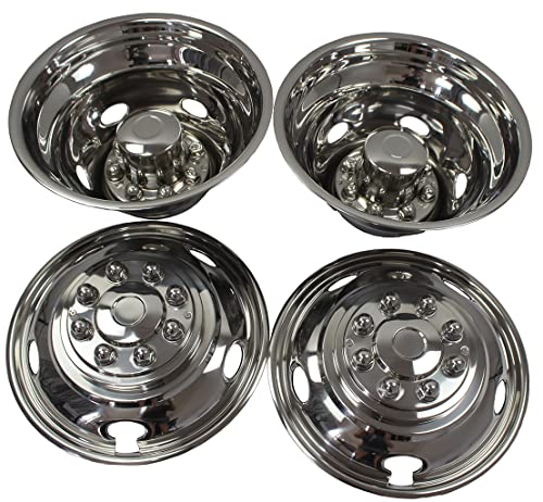 XIUHUA 17 Inch 8 Lugs 5 Hand Holes Stainless Steel Wheel Simulators for 2003-2021 Dodge 3500 Dually Wheel Truck