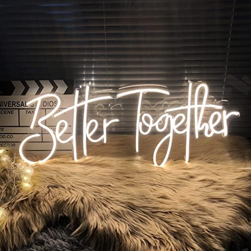 Better Together Neon Signs for Wedding Decoration Valentines Day Decor Engagement Anniversary Party Neon Light Sign for Bedroom Wall Decor Birthday Gift for Women 20X8"