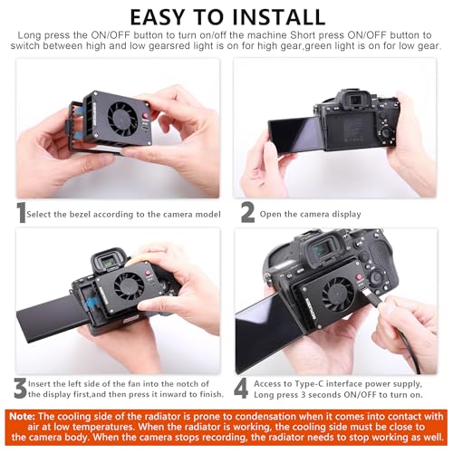 Image of Camera External Cooling System /Cooling Fan for Live Broadcast - with Cooling Sheet - for Sony A7M4 /ZVE1 /A6700 /A7C2 /ZV-E10 /ZV1 /A7C /A7S3 /FX3,for Canon R5 /R6, for Fujifilm X-T4 /XS10 Cameras