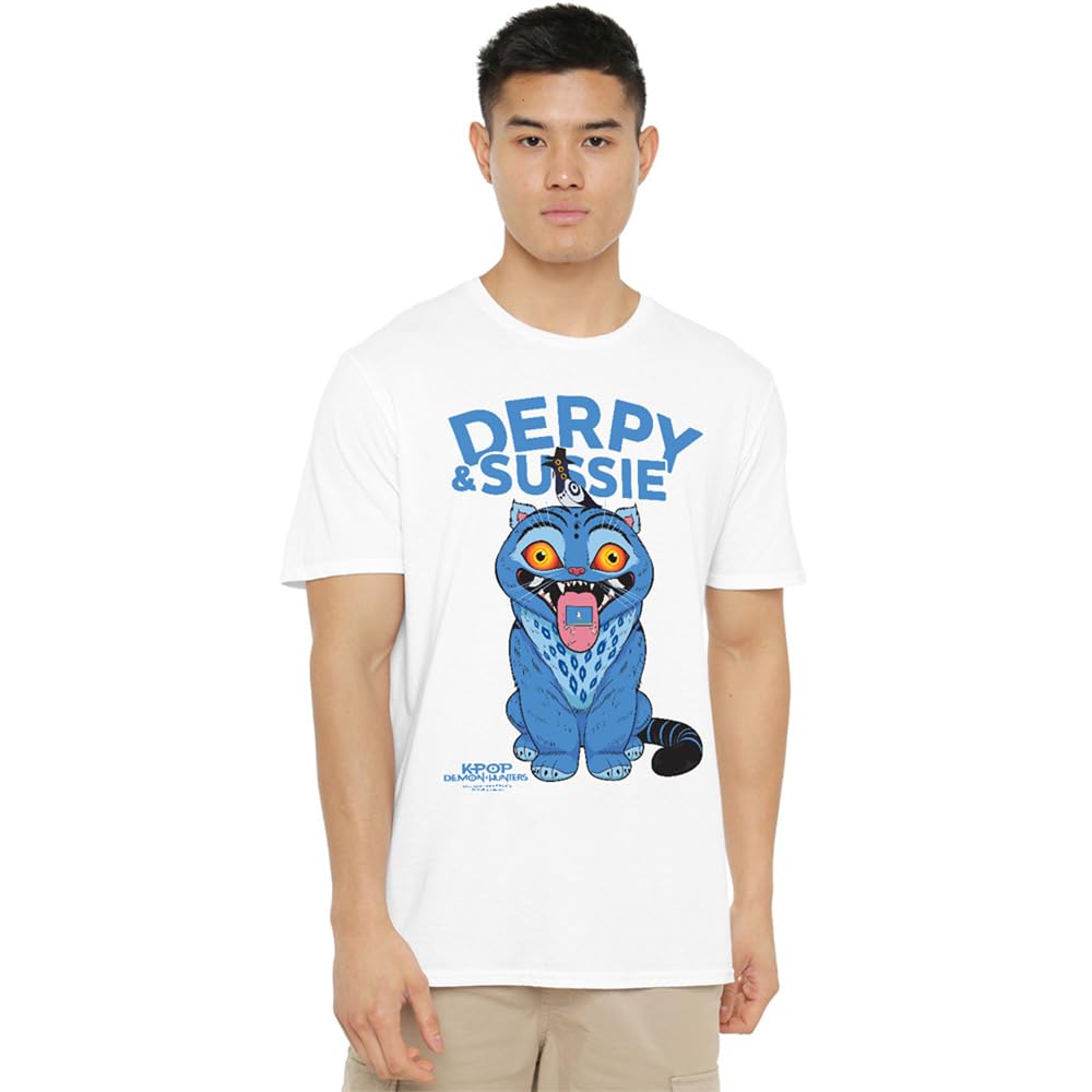 Kpop Demon Hunters Derpy and Sussie Delivery Unisex T Shirt, White, XXX-Large