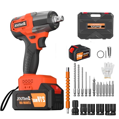 Cordless Impact Wrench Brushless 1/2 Inch Power Impact Gun, 3-in-1 Power Electric Wrench Max Torque 600N.m with 4 Socket Set, 21V Drill Set with 6.0Ah Battery & Fast Charger, Carry Box for Car Home