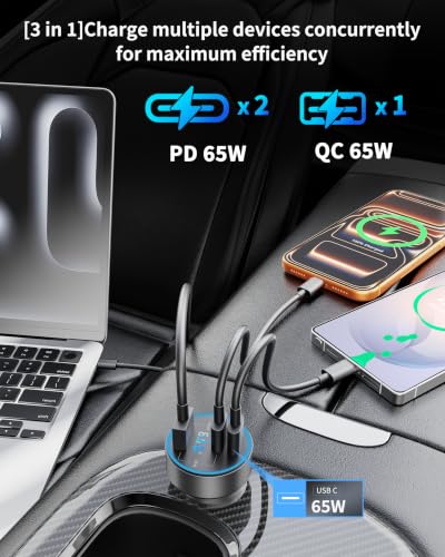 130W Car Charger with Voltage Display