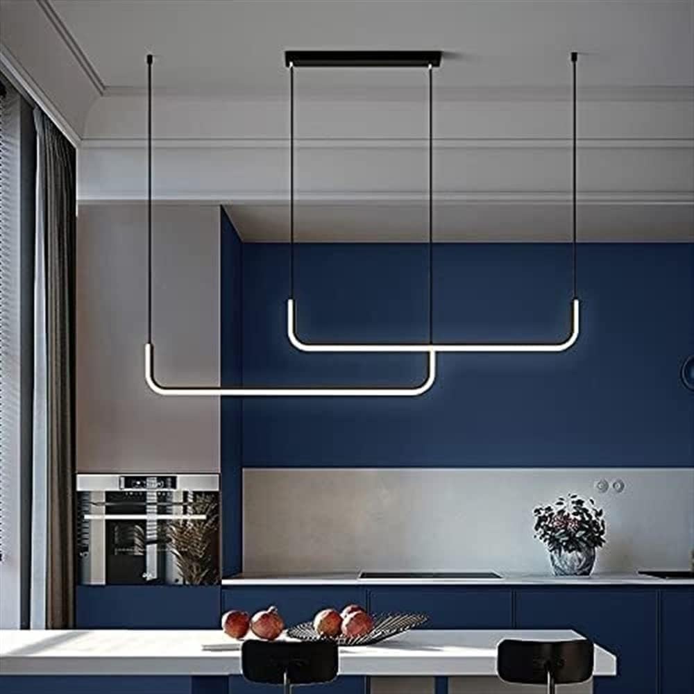 Lampada a Sospensione a LED lineare Lunga, dimmerabile a 3 Colori, Lampada Industriale per Tavolo da Pranzo, Isola della Cucina, Bar, Soggiorno