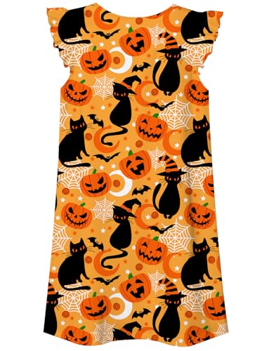 uideazone Girls Nightgowns Flutter Sleeve Pajamas Dress 3D Printed Princess Nightdress Size 5-122