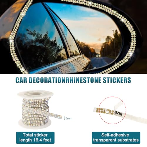 Image of Ohleats Bling Car Trim Self Adhesive, 16.4 Ft Auto Interior Exterior Crystal Rhinestone Decoration Strip Decal, Glitter Trim Strips Line Molding for Dashboard, Car Accessories (Colorful)