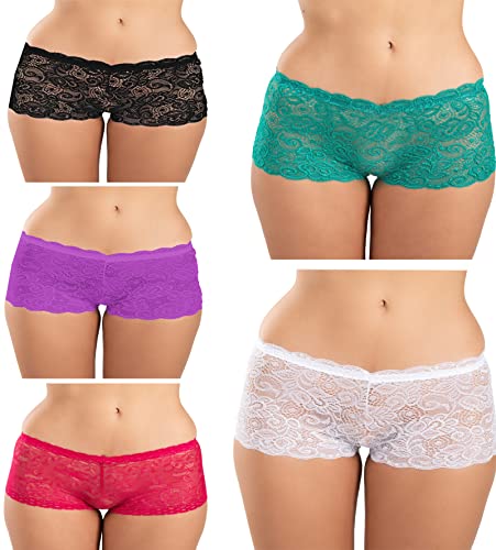 Image of FIMS - Fashion is my style Cotton Lycra Net Boy Short Panty for Womens, Mid Rise, Satin, Hipster Panties, Daily Use, Back and Front Coverage, Brief, See Main Image to Check How Many Panty You Will Get