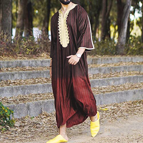 Ctreela Mens Muslim Thobe Middle East Saudi Arabic Robe Half Sleeve Kaftan Shirt Long Gown Clothes Saudi Ramadan Dress2