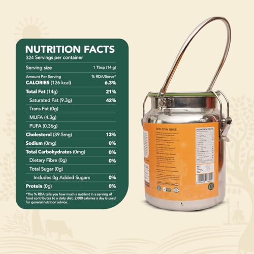 Image of Anveshan A2 Ghee (5L Stainless Steel Dolchi) | Traditional Bilona Method | Curd- Churned | Cultured | Pure and Nutural | Lab Tested | Free-grazed, Grass-fed Desi Cows (Pack of 2)