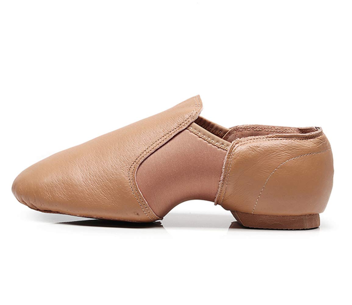 Chaussures de jazz en cuir souple avec semelle fendue pour femmes, hommes, garçons et filles