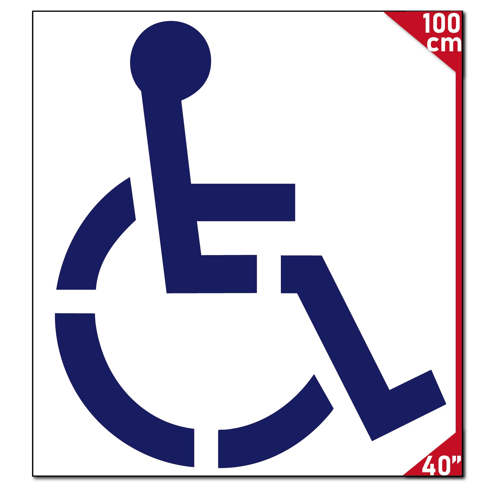 Pochoir professionnel en silicone résistant aux intempéries de 12,7 à 101,2 cm, facile à nettoyer et à utiliser pendant une longue période (100 cm Handicap Stencil)