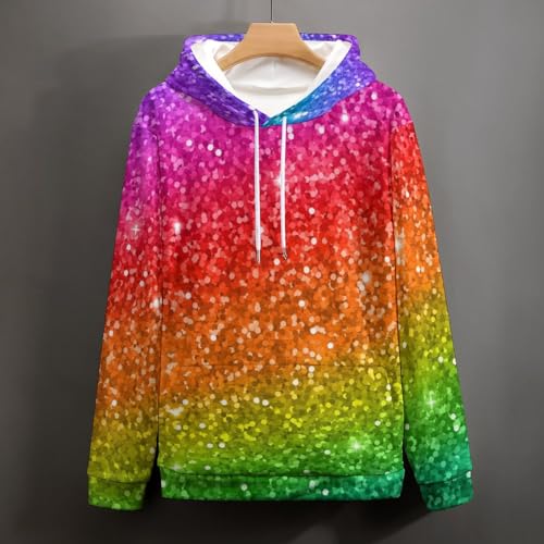 Sweat à capuche paillettes arc-en-ciel UMENG pull confortable S - 4