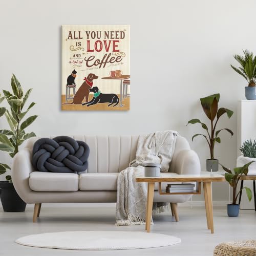 Image of Stupell Industries All You Need is Love and Coffee Cats Dogs XXL Stretched Canvas Wall Art, Multi-Color
