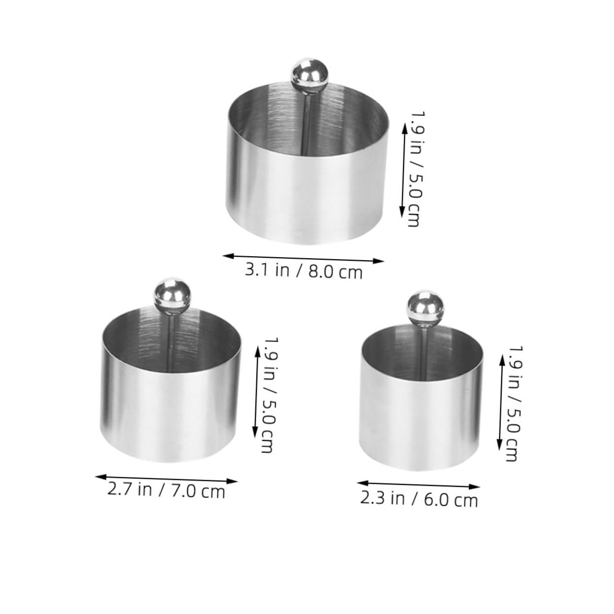 Unomor Set of 3 Stainless Steel Mousse Ring Molds Classic Appearance Multi-use Food Molds Lightweight Compact Design