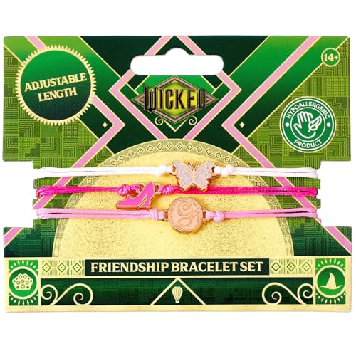 WICKED Glinda Friendship Bracelet Set of 3 Bracelets - Pin, White and Rose-Gold, One Size, Zinc alloy - 93% zinc + 3% copper + 4% aluminum, No Gemstone3