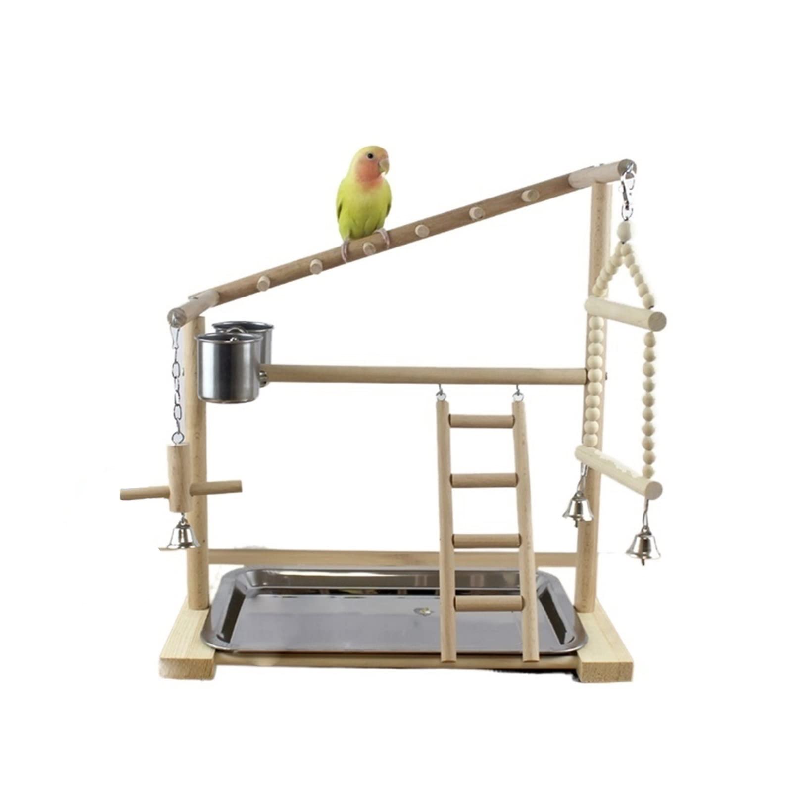 Percha para pájaros Soporte de Percha for pájaros con Tazas alimentación, Plataforma for Loros, Parque Infantil, Soporte Juegos, Escalera, Juguetes interactivos