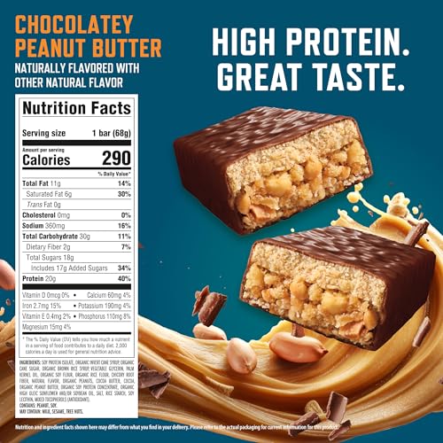 Image of CLIF BUILDERS Protein Bar - Chocolate Peanut Butter Flavor - 20g Plant Based Protein - Gluten Free - Non-GMO - Low Glycemic - No Artificial Sweeteners - 2.4 oz.