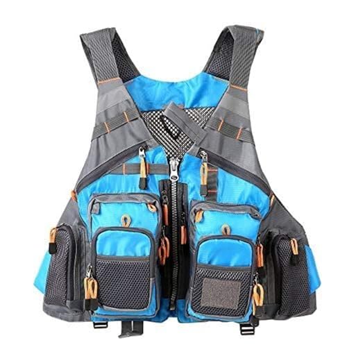 Chaleco Salvavidas de Pesca con Bolsillo con Cremallera, Chaleco de Pesca con Mosca for Nadar, Navegar, Navegar, Kayak y Flotar(B)