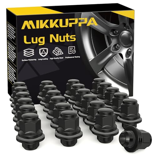 Image of MIKKUPPA 24pcs m12x1.25 Lug Nuts - 1.47 Inch 13 /16 Hex OEM Mag Washer Style Factory Black Lug Nuts Replacement for Nissan Infiniti Factory Wheels