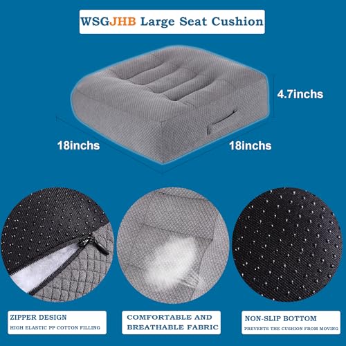 Image of WSGJHB Office Chair Cushion Pillow Adult Car Booster Seat Cushions | Seat Cushions for Short People Effectively Increase Field of View Lower Back Fatigue Relief, for Home Anti-Slip 18x18x4.7 inch
