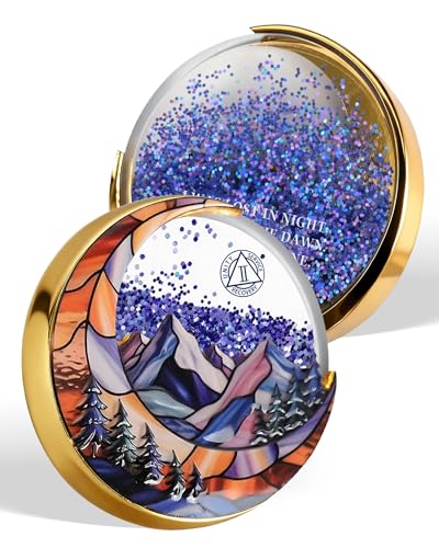 2 Year Sobriety Coin, Liquid Glitter Shaker AA Chip | Blue Quicksand Moon Mountain Design Recovery Milestone Medallion Sobriety Gift for Men & Women
