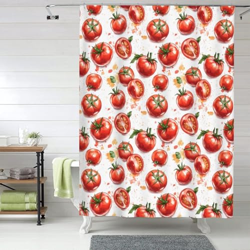 Rideau de douche opaque 152x183 cm lavable motif tomates avec œillets - 2