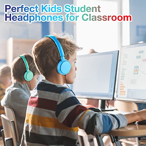 Image of Yunsailing 18 Pack Classroom Headphones Bulk, Wired Headphones,Multicolor | Student School Supplies, Individually Wrapped, Adjustable, over Ear Head Earbuds, for Laptop PC Computer