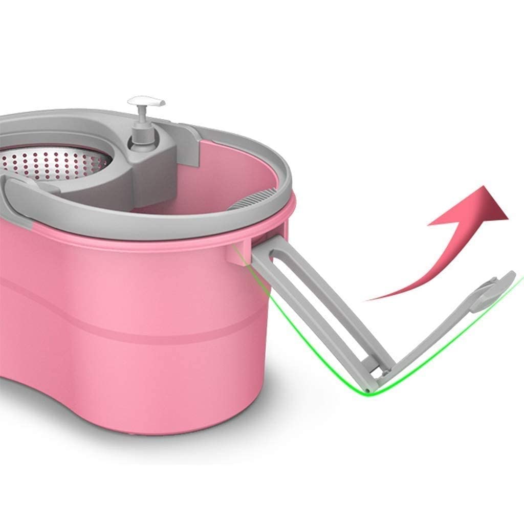 Mop Rotante 360 ° Forniture Pulizia Pavimento - Mop e Secchio Rotante in Acciaio Inossidabile con Kit Pulizia casa Pavimenti in Legno e Piastrelle Detergente con 3 Teste mop