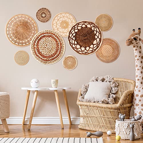 Eersida 9 peças de decalques de parede de cesta boho redondos modernos decalques de parede adesivos