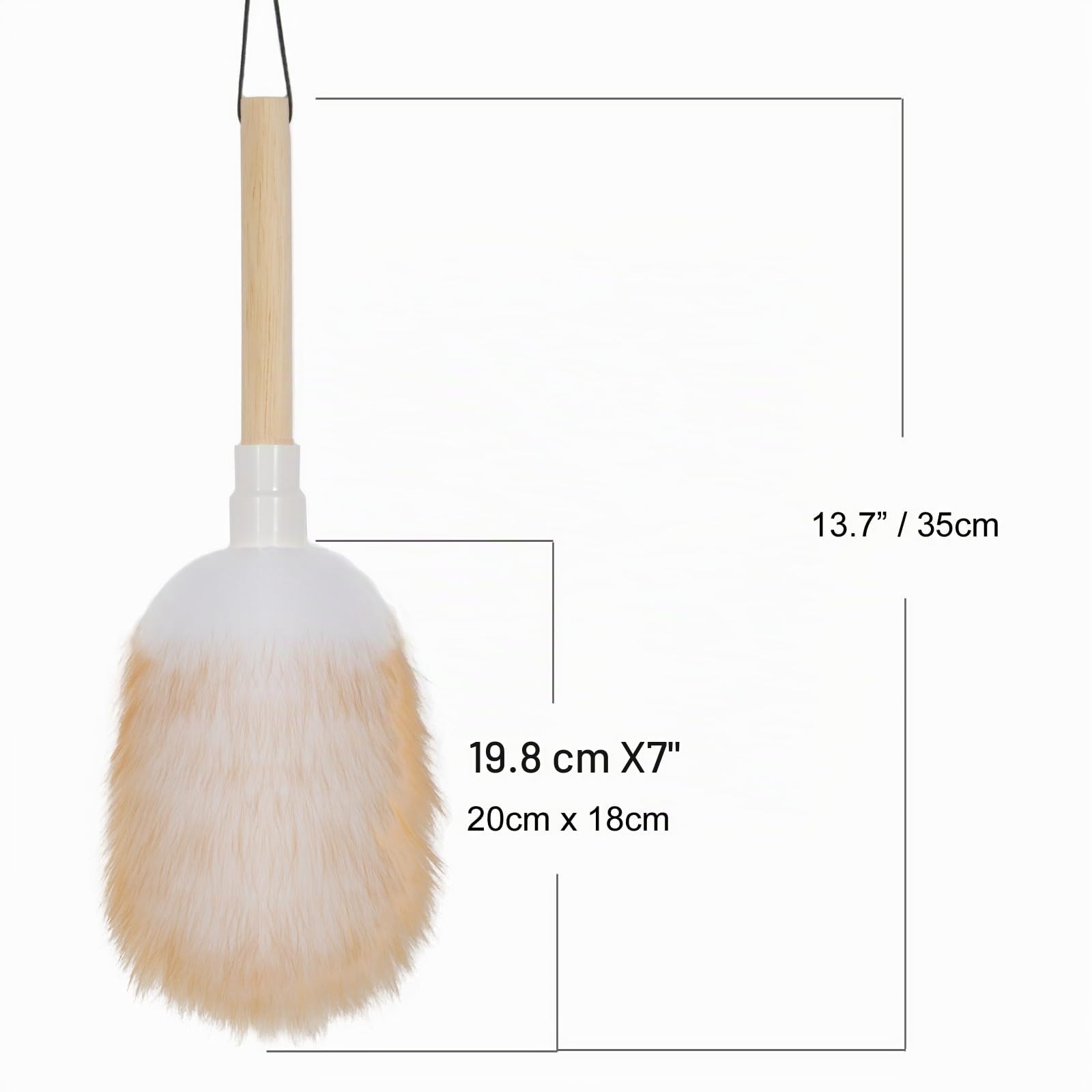 Plumero de Plumas de Lana de Cordero para Limpieza, Juego de 2, Mango de Madera, Lavable