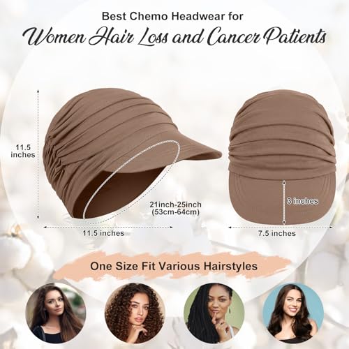 Image of 6 Pcs Chemo Cancer Hat for Women Breathable Bamboo Newsboy Baseball Cap Soft Headwear for Cancer Patient Hair Loss