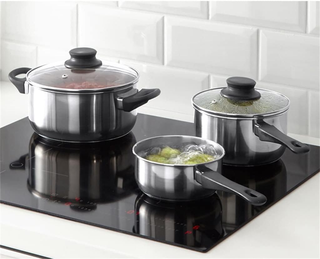 3pcs cookware Set Stainless Steel Glass lid Stock Pot Kitchen Set Milk Stock Pot Universal hot Non Stick Pot